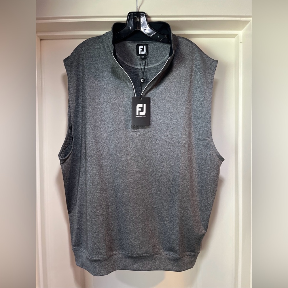 LOOSE THREAD FootJoy Performance Half Zip Vest Gathered Bottom Mens Large Gray